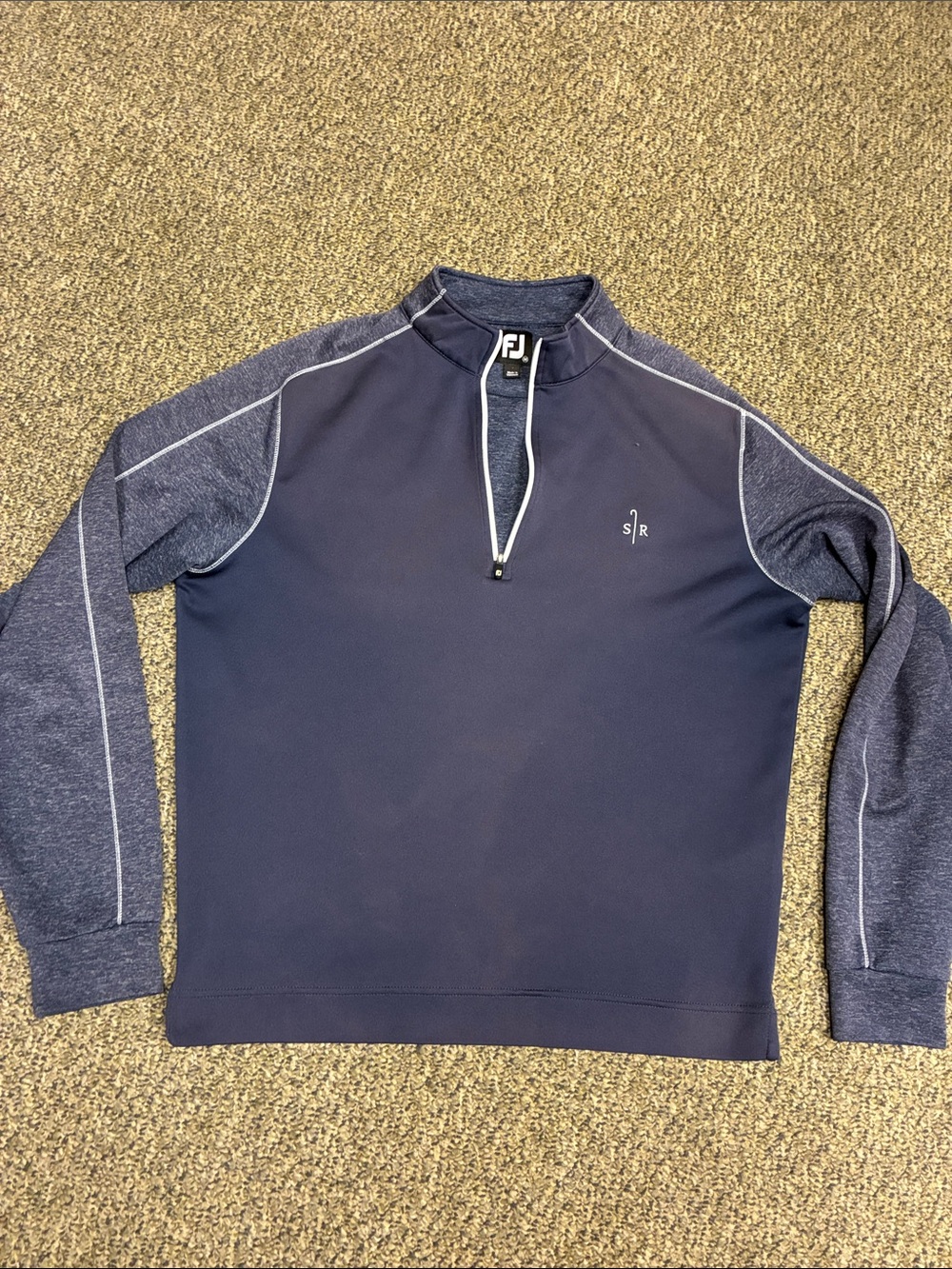 FootJoy Navy and Heathered Navy Quarter-Zip Pullover